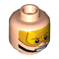 Lego Minifig Head Luke Skywalker, Chin Strap, Smile, Visor Up / Visor Down Print / Light Nougat