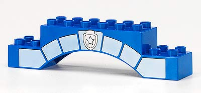 Lego Duplo, Brick 2 x 10 x 2 Arch with Stonework and Silver Star Badge Pattern