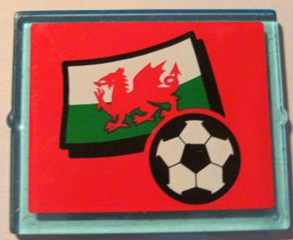 Lego Glass for Window 1 x 4 x 3 with Flag of Wales and Soccer Ball on Red Background Pattern (Sticker) - Set 3407