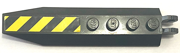 Lego Hinge Plate 1 x 8 with Angled Side Extensions with Black and Yellow Danger Stripes Pattern (Sticker) - Set 8863