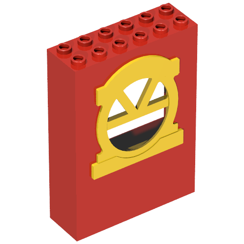 Lego Fabuland, Building Wall 2 x 6 x 7 with Round Top Yellow Window