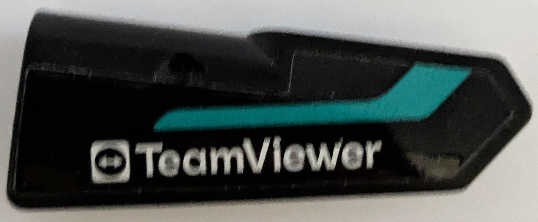 Lego Technic, Panel Fairing #21 Very Small Smooth, Side B with White 'TeamViewer' Logo and Dark Turquoise Stripe Pattern (Sticker) - Set 42165 / Black