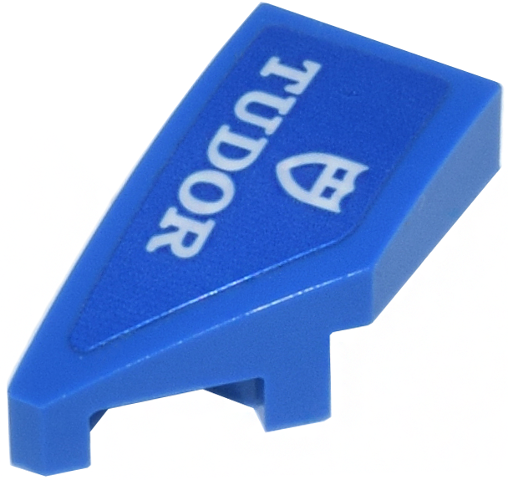 Lego Wedge 2 x 1 x 2/3 Left with White 'TUDOR' and Shield Logo Pattern (Sticker) - Set 77246