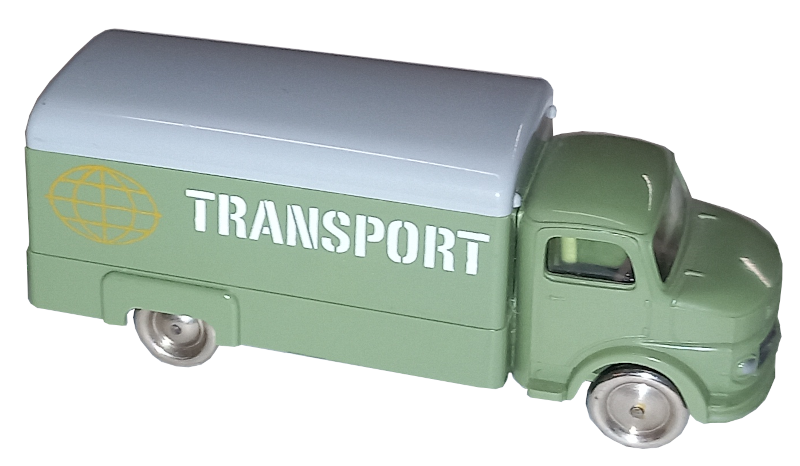 Lego HO Scale, Mercedes Box Truck with Gray Top / Sand Green