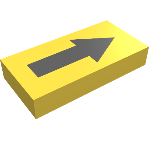 Lego Tile 1 x 2 with Long Black Arrow Print / Yellow