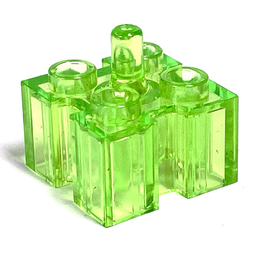 Lego Brick Special 2 x 2 with Grooves and Top Peg / Trans-Light Bright Green