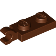 Lego Plate Special 1 x 2 with Clip Horizontal on End / Reddish Brown