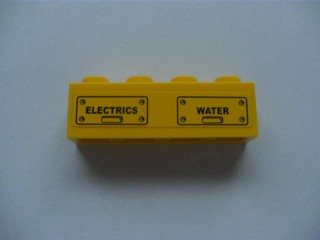 Lego Brick 1 x 4 with 'ELECTRICS' and 'WATER' and Bolts Pattern (Sticker) - Set 7633