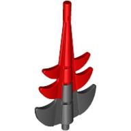 Lego Creature Body Part, Dragon Tail Barbed with Marbled Red Pattern / Black