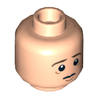 Lego Minifig Head Frodo Baggins, Brown Eyebrows Worried / Angry Print / Light Nougat