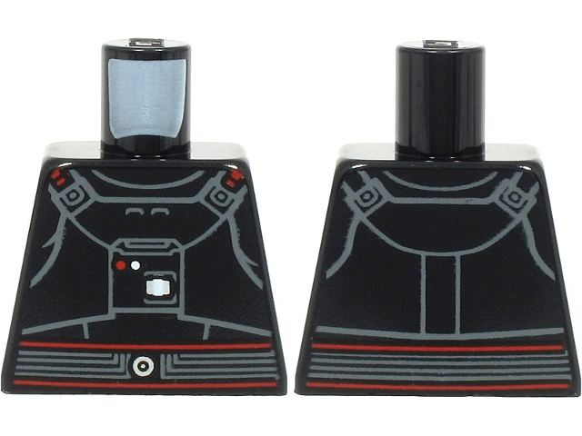 Lego Torso Armor with Red and White Dots, Red Outlined Belt Pattern (SW Moff Gideon) / Black