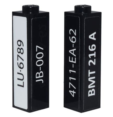 Lego Brick 1 x 1 x 3 with 'LU·6789' 'JB-007' '4711-EA-62' 'BMT 216 A' Pattern on All Sides (Stickers) - Set 10262