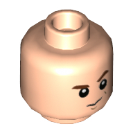 Lego Minifig Head Draco Malfoy, Reddish Brown Eyebrows, Suspicious with Left Eyebrow Raised / Angry Print / Light Nougat