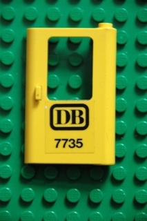 Lego Door 1 x 4 x 5 Train Right, Thin Support at Bottom with Black 'DB 7735' Pattern (Sticker) - Set 7735