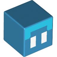 Lego Minifig Head Special, Small Cube (Baby), Medium Azure Top, White Eyes Print / Dark Azure