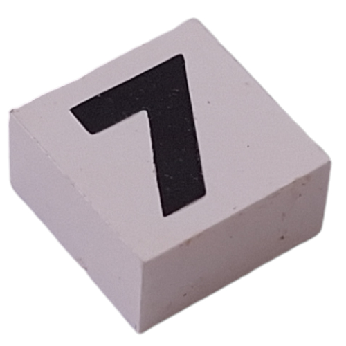 Lego Modulex Tile 2 x 2 with Black '7' Print, Black Internal Lining, White Dot