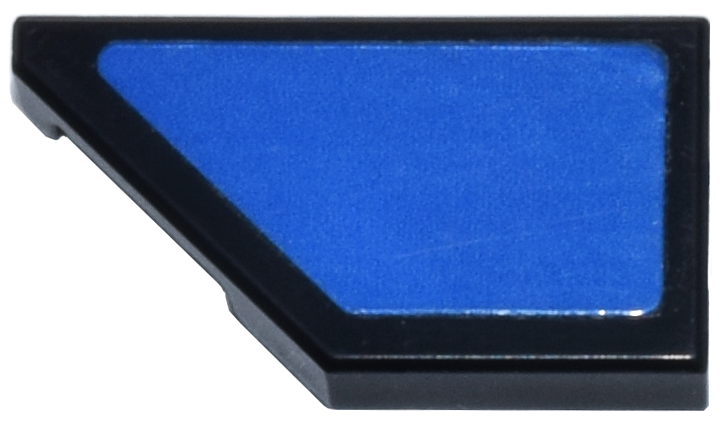 Lego Tile, Modified 1 x 2 Wedge Left with Blue Panel Pattern (Sticker) - Set 77249