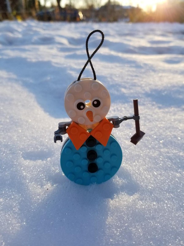 Lego snow man Christmas ornament