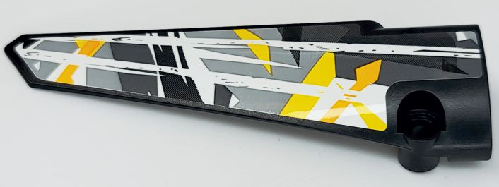 Lego Technic, Panel Fairing # 5 Long Smooth, Side A with White, Yellows and Grays Stone Background Pattern (Sticker) - Set 42069 / Black