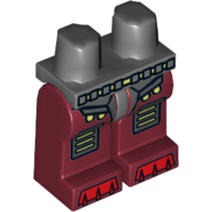 Lego Hips and Dark Red Legs with Armor, Rectangular Knee Pads and Red Talons Print / Dark Bluish Gray