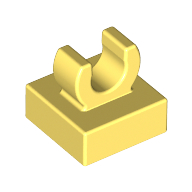 Lego Tile Special 1 x 1 with Clip with Rounded Edges / Bright Light Yellow