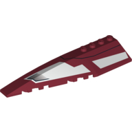 Lego Brick Wedged, Curved 12 x 3 Left with White Panels and Black Line Print / Dark Red