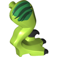 Lego Animal Body Part, Dinosaur, Raptor Leg, Right, with Pin, Black Claws and Dark Green Stripes over Lime Print 10757-1