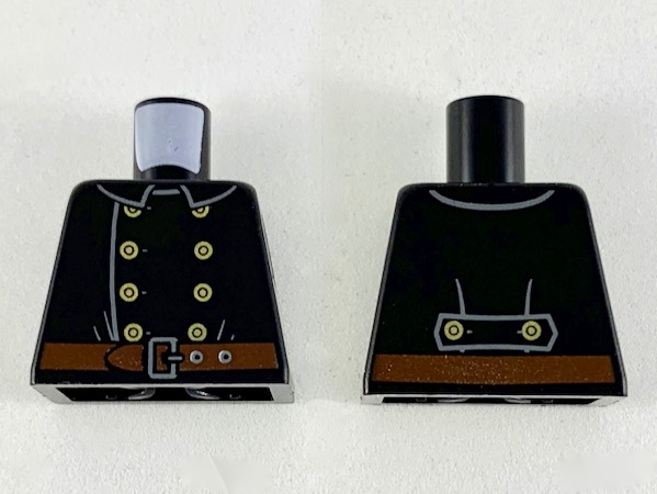 Lego Torso Fire Uniform 8 Gold Buttons and Brown Belt Pattern / Black