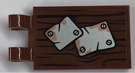 Lego Tile, Modified 2 x 3 with 2 Clips with Worn Plates Pattern (Sticker) - Set 21310