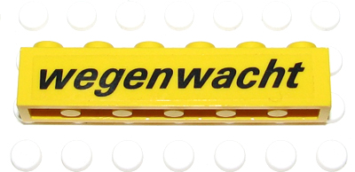Lego Brick 1 x 6 with Black 'wegenwacht' Pattern (Sticker) - Set 2140 / Yellow