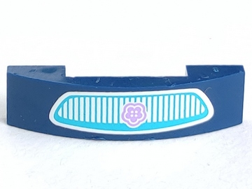 Lego Slope, Curved 4 x 1 x 2/3 Double with Grille and Lavender Flower Pattern (Sticker) - Set 41013 / Dark Blue