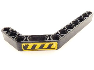 Lego Technic, Liftarm, Modified Bent Thick 1 x 11.5 Double with Black and Yellow Danger Stripes Pattern Model Right Side (Sticker) - Set 8446