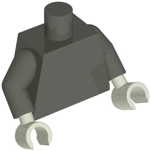 Lego Torso, Dark Gray Arms, White Hands [Plain] / Dark Gray