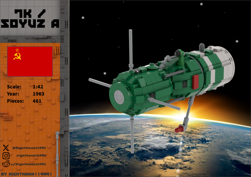 Lego 7K / Soyuz-A (1:42 Minifig scale)