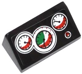 Lego Slope 30 1 x 2 x 2/3 with 3 White, Red and Green Gauges and Red Button Pattern (Sticker) - Set 60053