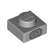 Lego Plate 1 x 1 with Dark Grey Hexagon Print / Light Bluish Gray