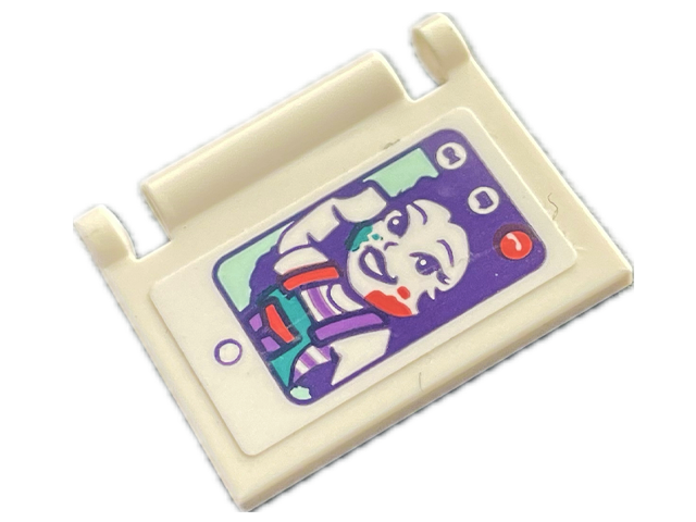 Lego Minifigure, Utensil Book Cover with Tablet Computer Screen, Dark Purple Minifigure with Red and Dark Turquoise Paint Splotches Pattern (Sticker) - Set 41716 / White