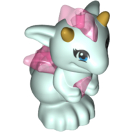 Lego Creature, Dragon, Baby with Trans-Dark Pink Belly, Spines and Wings and Gold Horns Pattern (Lula)