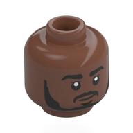 Lego Minifig Head Lewis Hamilton, Black Eyebrows, Beard, Moustache, Closed Mouth Smile