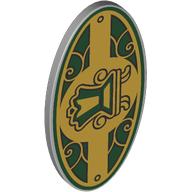 Lego Shield Ovoid with Grip with Sign, Dark Green Background, Gold Decorations, Chair Print