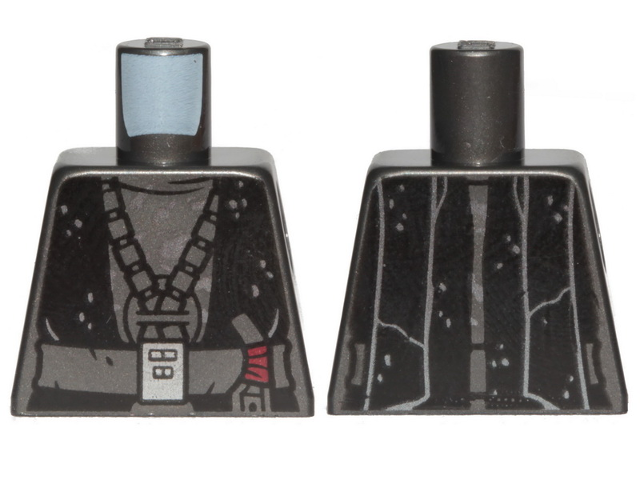 Lego Torso SW Black Robe, Silver Spots and Buckle Pattern / Pearl Dark Gray