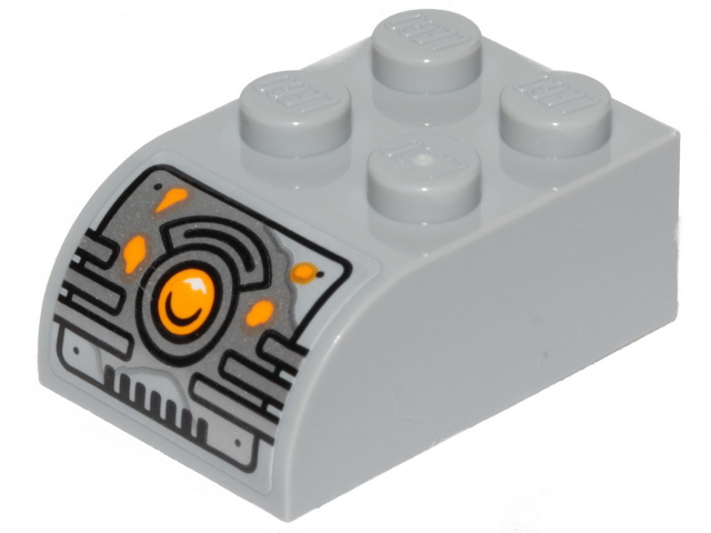 Lego Slope, Curved 3 x 2 with 4 Studs with Juicer Controls and Bright Light Orange Button Pattern (Sticker) - Set 40336