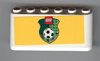 Lego Windscreen 2 x 6 x 2 with LEGO Logo and Football / Soccer Ball on Green Shield on Yellow Background Pattern (Sticker) - Sets 3409-1 / 3410 / 3420-1 / 3420-2 / 3420-4 / 3421 / 3425-1