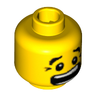 Lego Minifig Head, Eyebrows, Pupils, Brown Chin Dimple / Mouth Open Scared, Brown Crow's Feet Print / Yellow