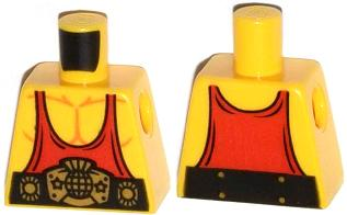 Lego Torso Muscles with Red Tank Top and Black and Gold Belt Pattern / Yellow