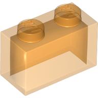 Lego Brick 1 x 2 without Bottom Tube / Trans-Orange