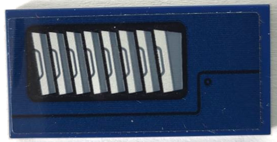 Lego Tile 2 x 4 with Dark Bluish Gray and Silver Air Vent, Black Rivet and Panel Outline Pattern Model Left Side (Sticker) - Set 75940