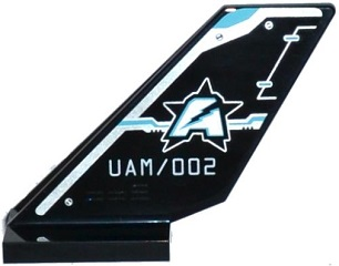 Lego Tail Shuttle with 'UAM/002' and Ultra Agents Logo Pattern on Both Sides (Stickers) - Set 70170 / Black