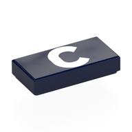 Lego Tile 1 x 2 with White 'C' Print / Dark Blue
