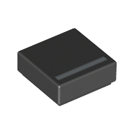 Lego Tile 1 x 1 with Silver '_' Print / Black